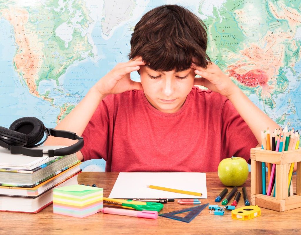 Child having trouble with homework