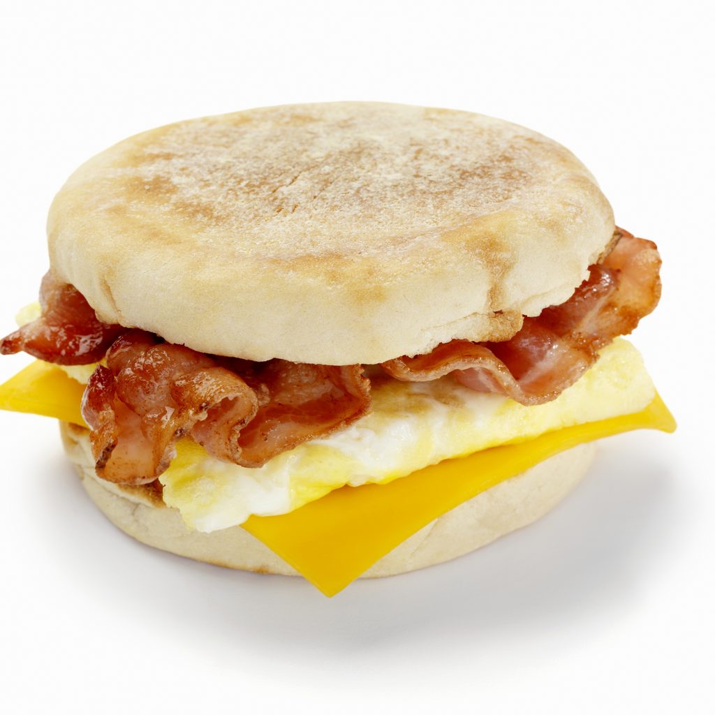 Bacon, egg, and cheese breakfast sandwich