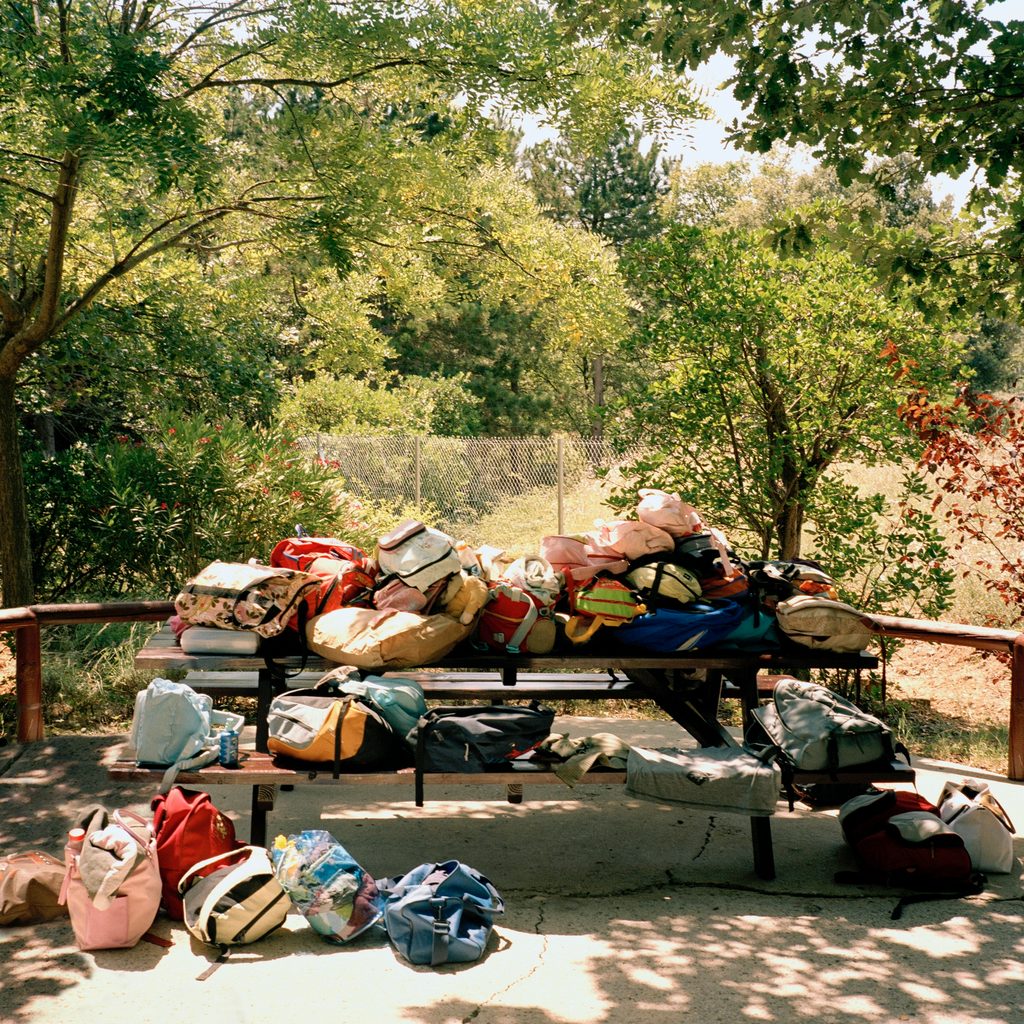 Pile of bags at summer camp