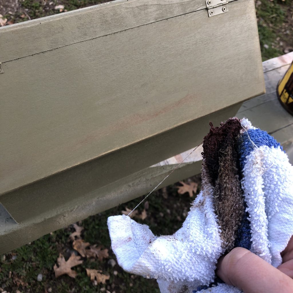 Staining a mailbox