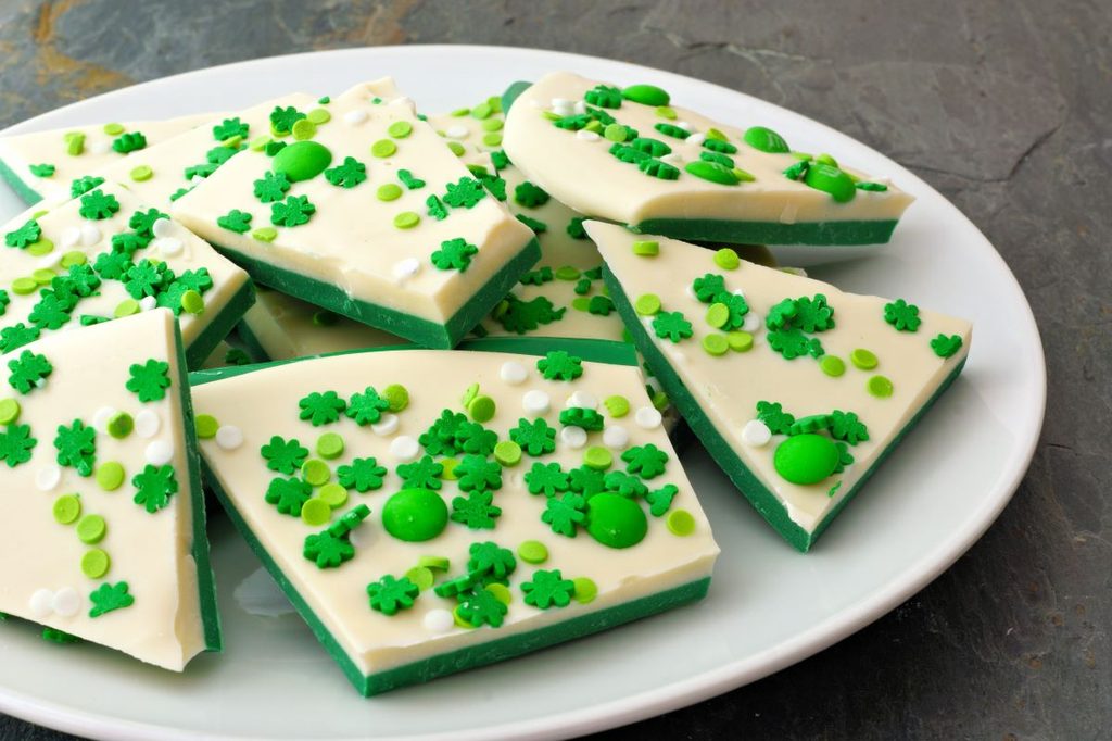 A plate of Irish bark in honor of St. Patrick's Day