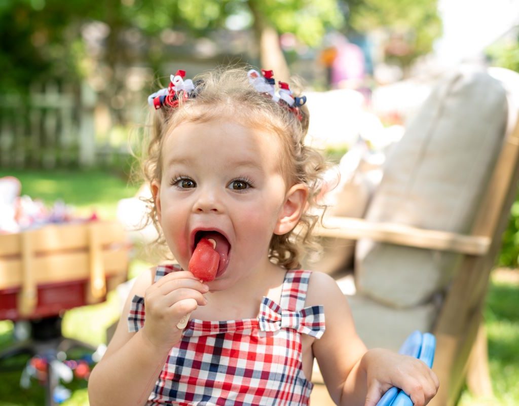 Cute toddler girl on Memorial Day
