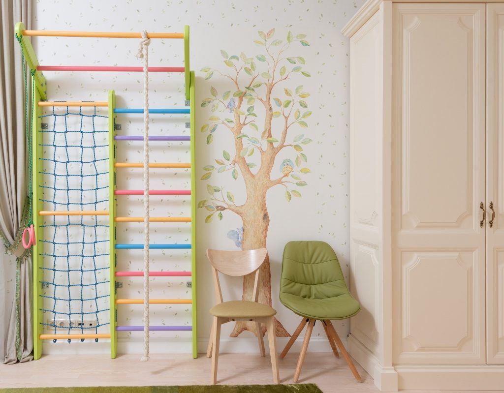 Tree wall decal in indoor play gym