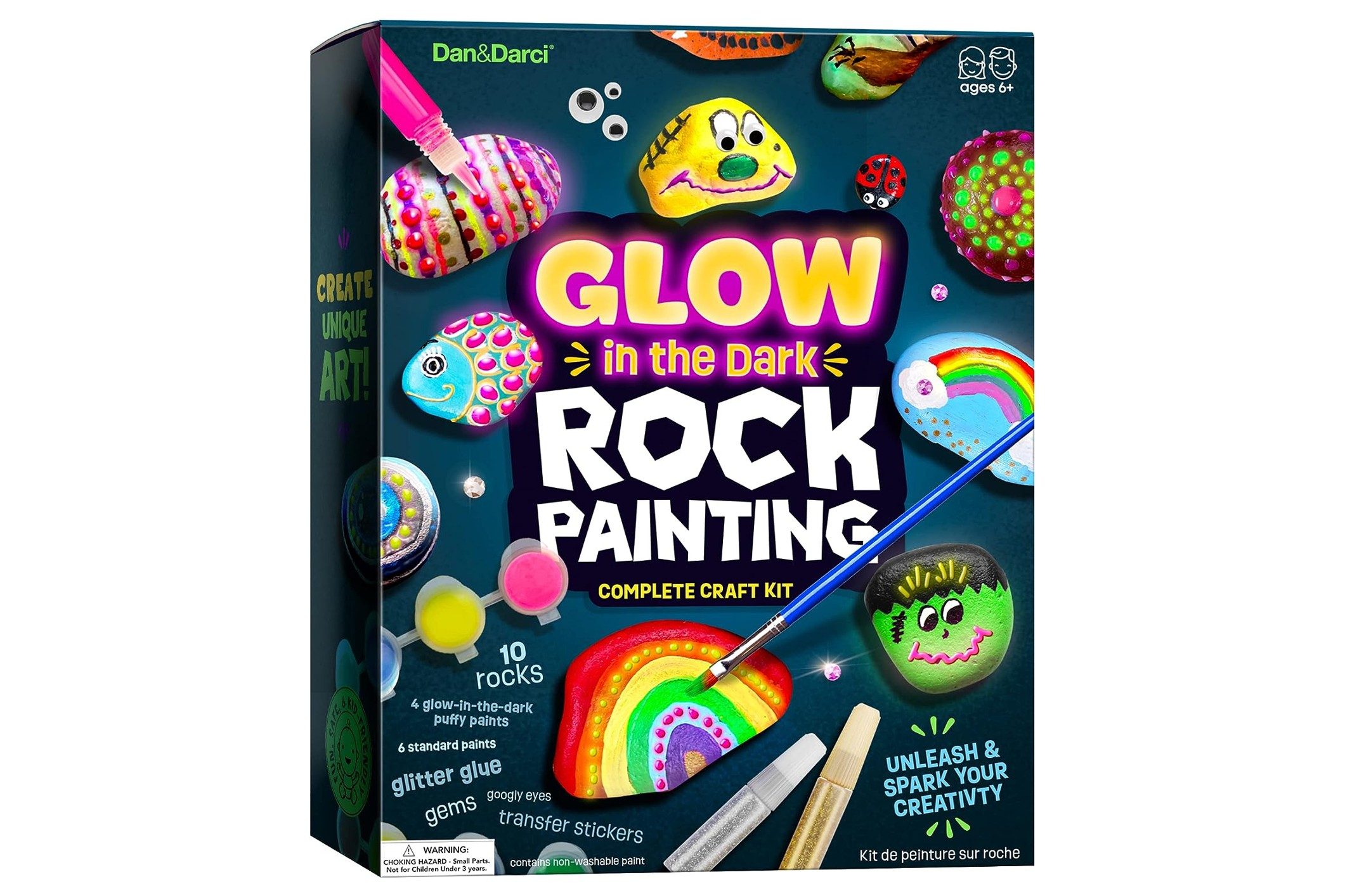 dan&darci glow in the dark rock painting kit