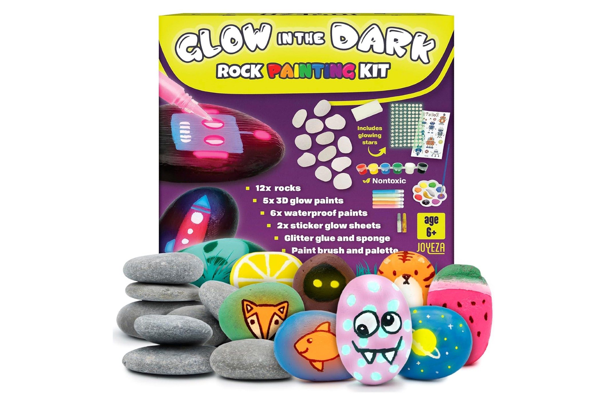 joyeza glow in the dark rock painting kit