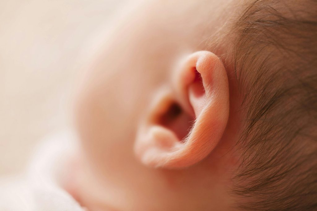 close up of a baby's ear