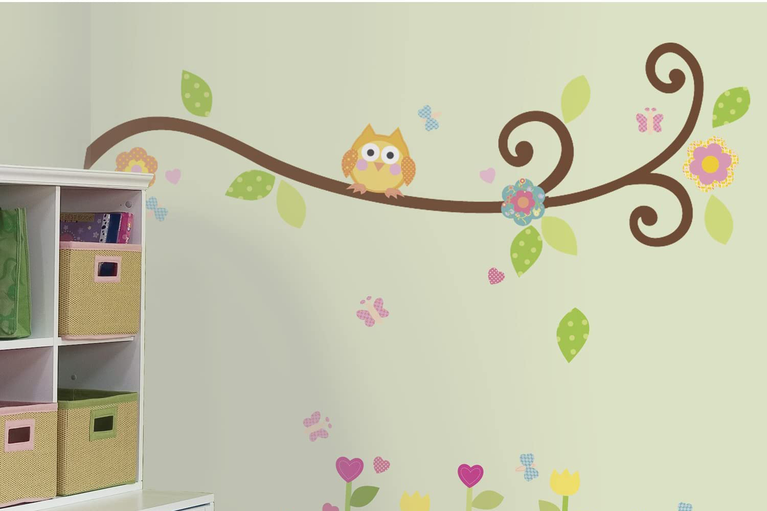 wall decal with an own on a branch