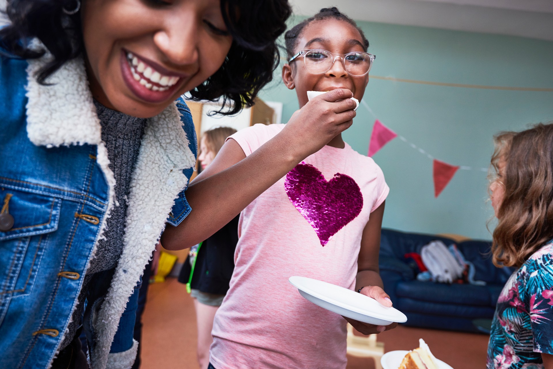 Mother and daughter celebrating birthday party