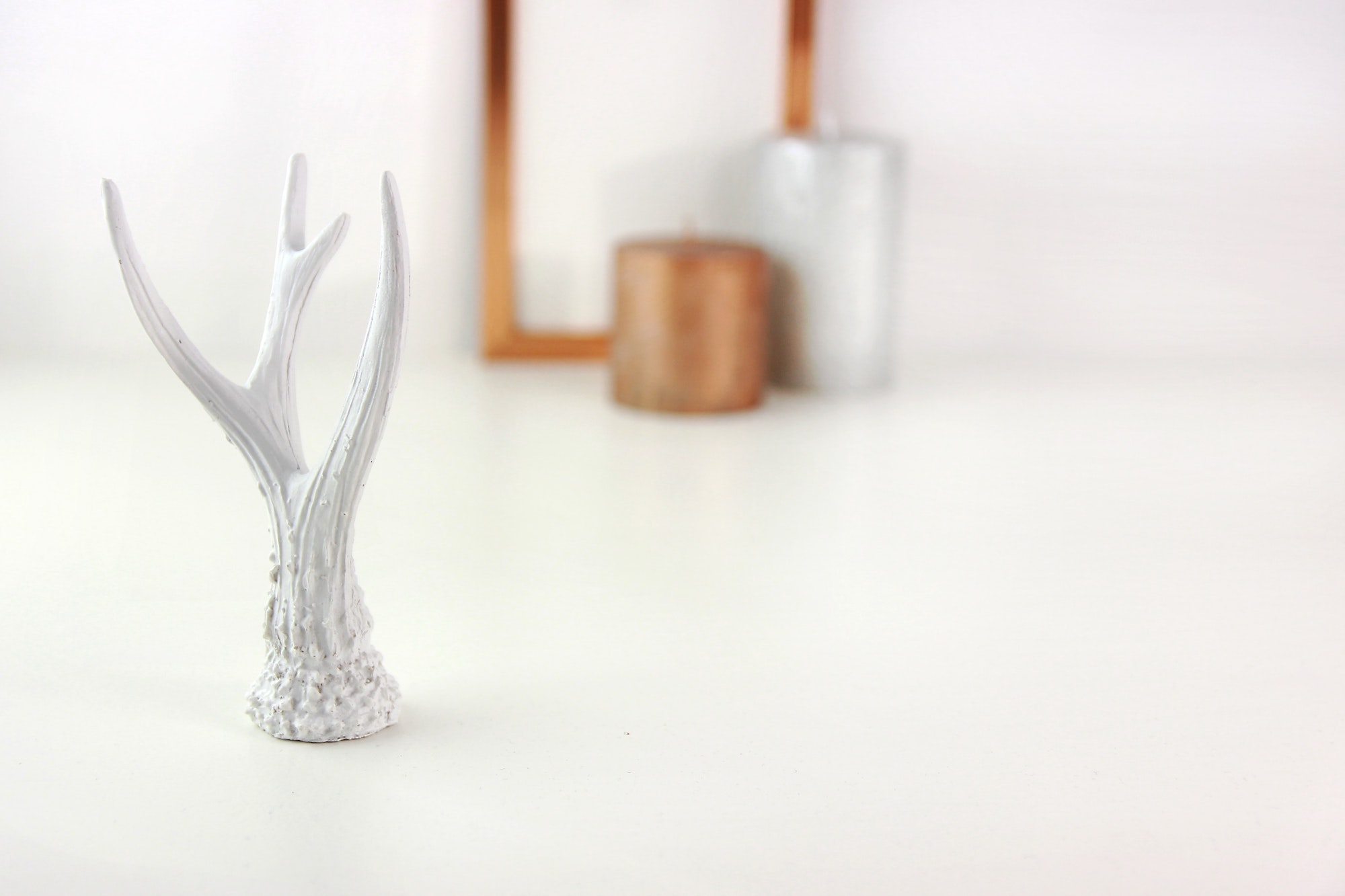 white antler decor on dresser