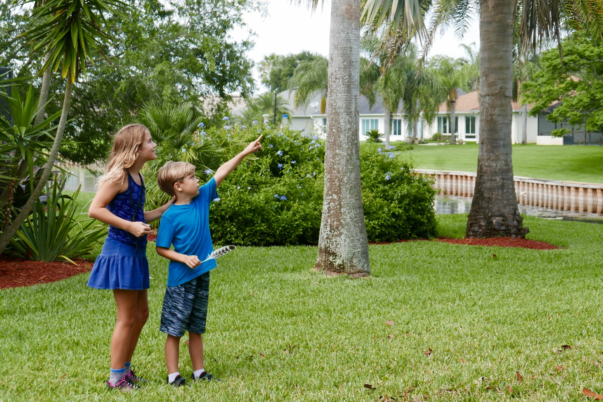 Brother and sister on a scavenger hunt