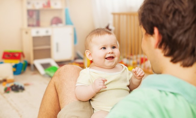 Father talking to his infant child