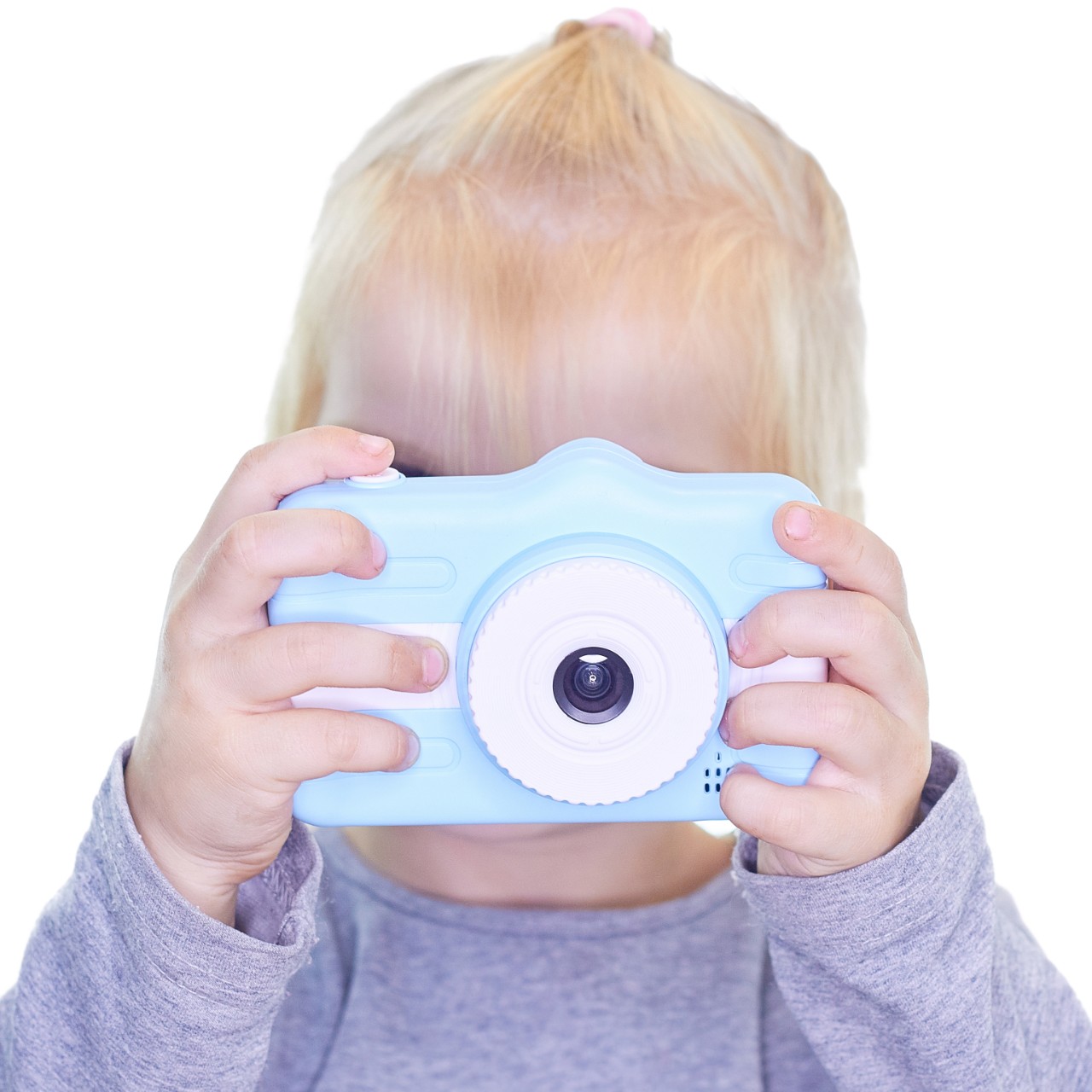 Girl toddler with toy camera