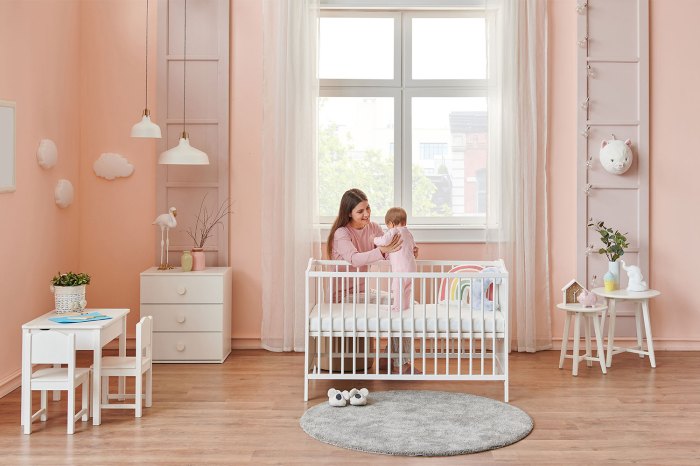 A mom and baby in a nursery
