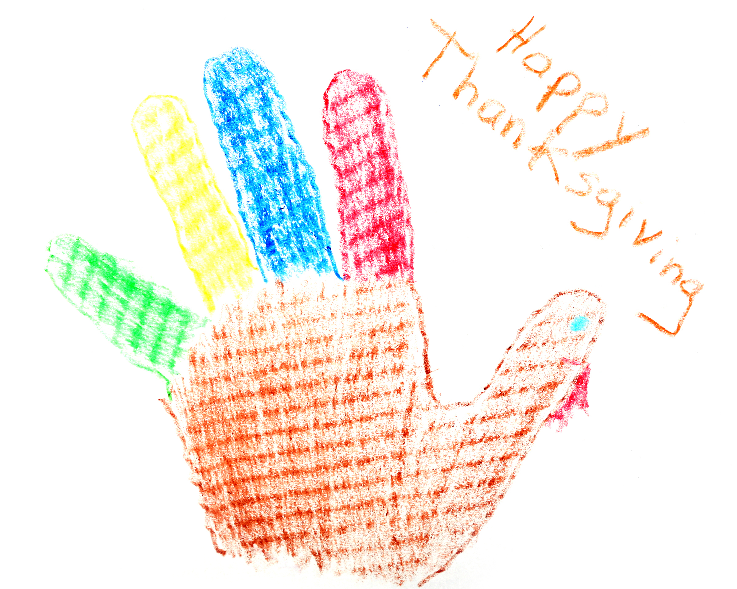 Hand turkey drawn by a child.