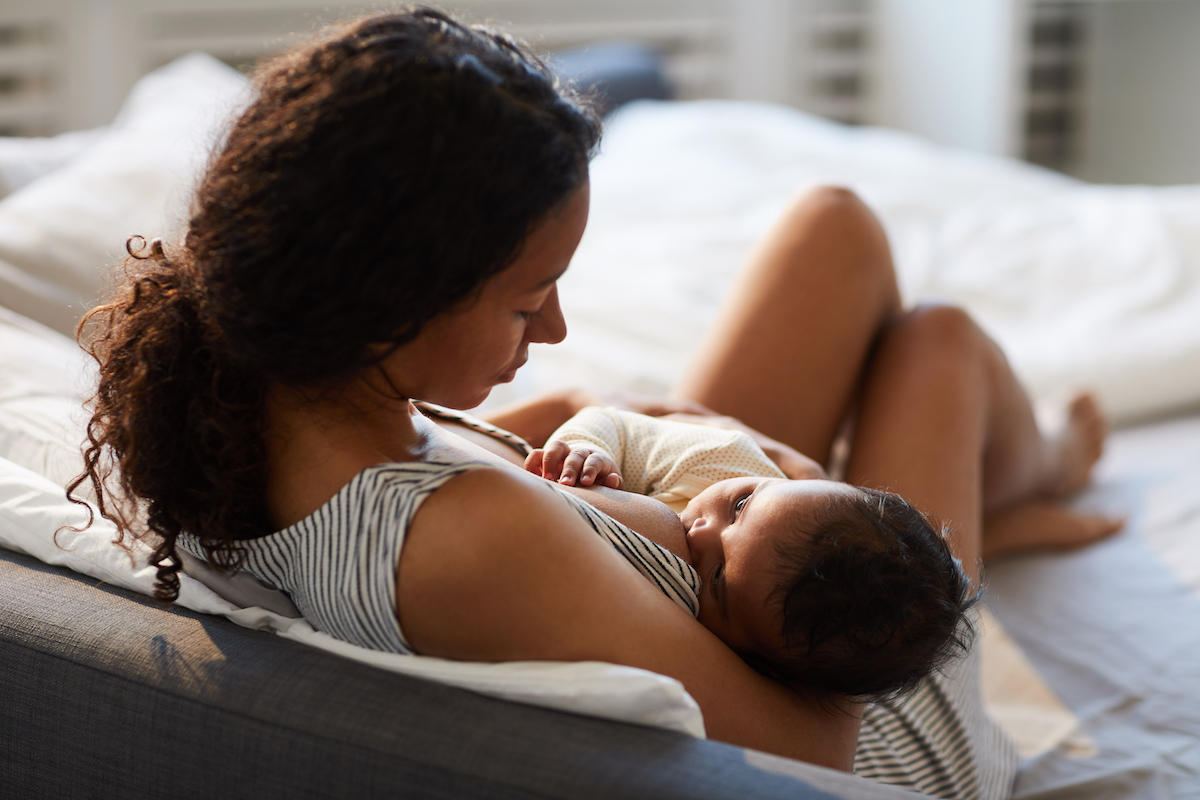 Woman breastfeeding a baby