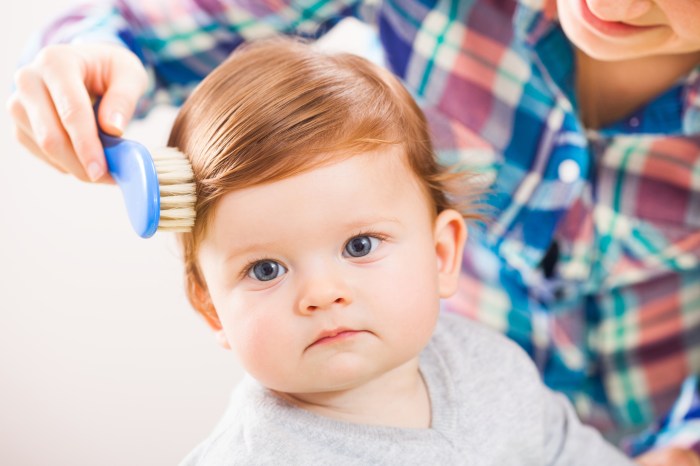 Brushing a toddler's hair