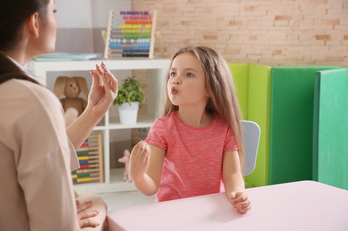 Parent and child practicing speech