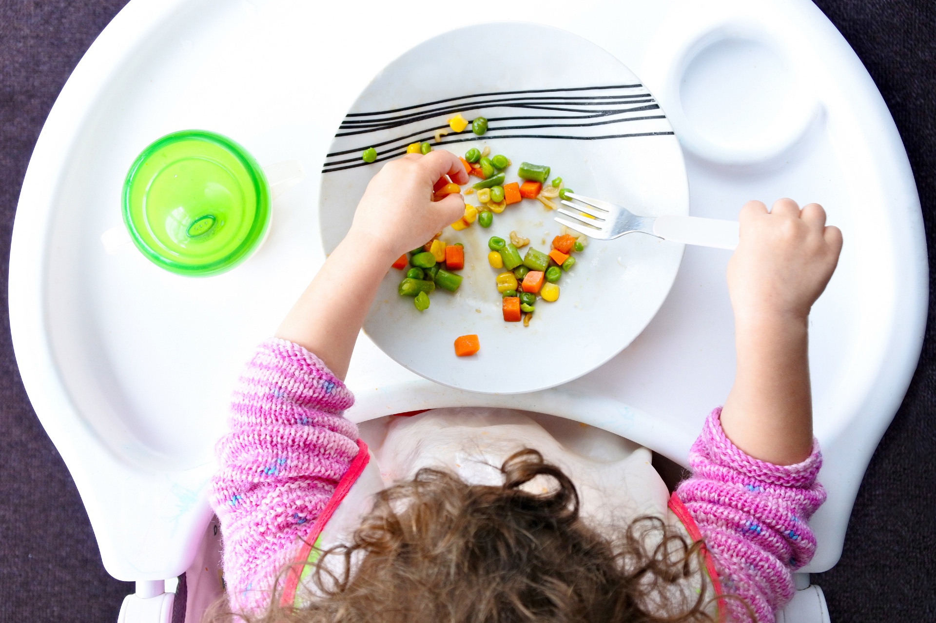 toddler food on tray