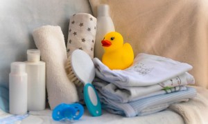 Baby bath supplies in a nursery