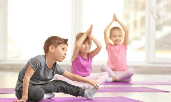 Kids doing yoga