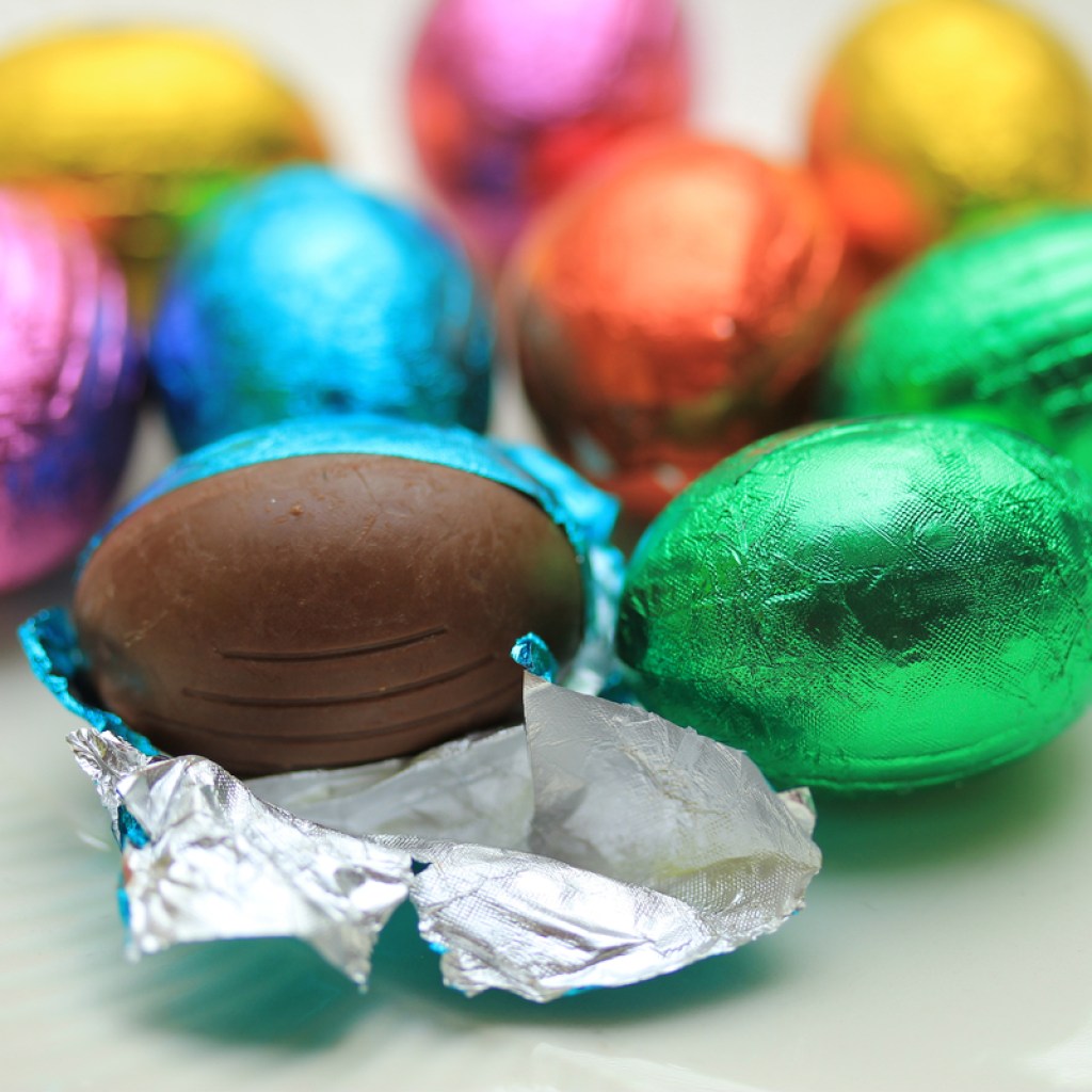 Pile of chocolate Easter eggs