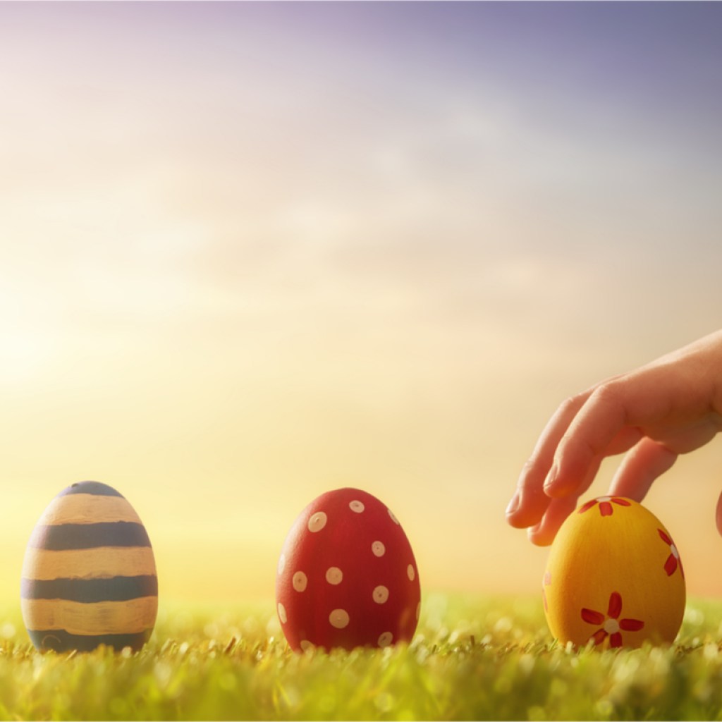 Person in Easter egg hunt