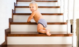 Baby climbing stairs