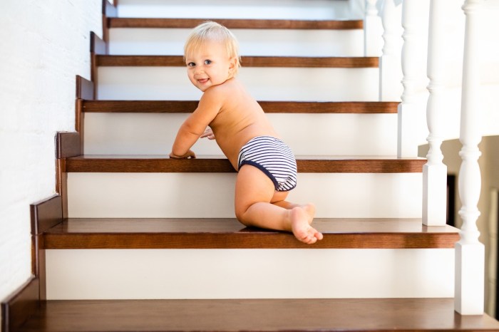 Baby climbing stairs