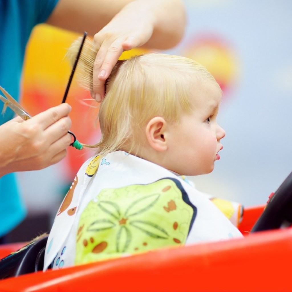baby getting a haircut