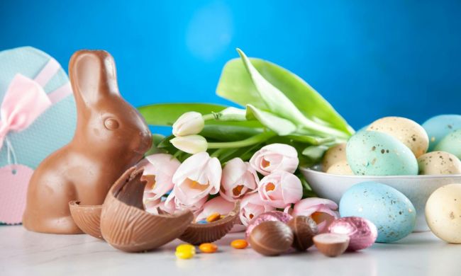 Easter treats and decorations on a table