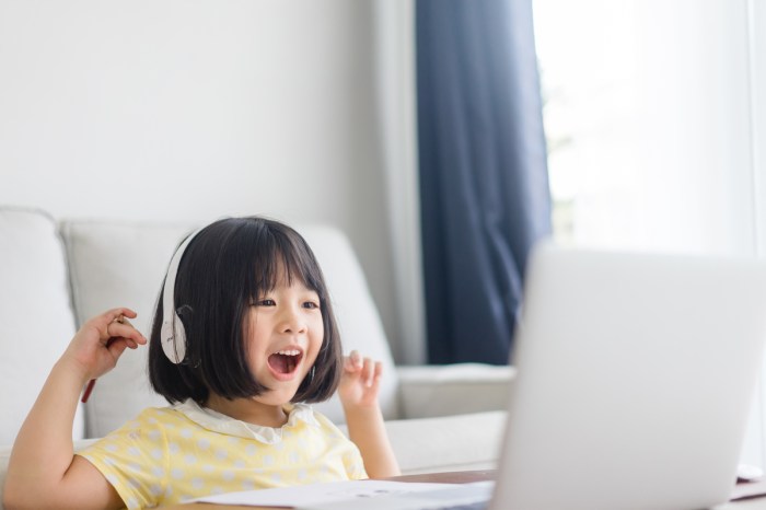 Little girl having fun on a laptop