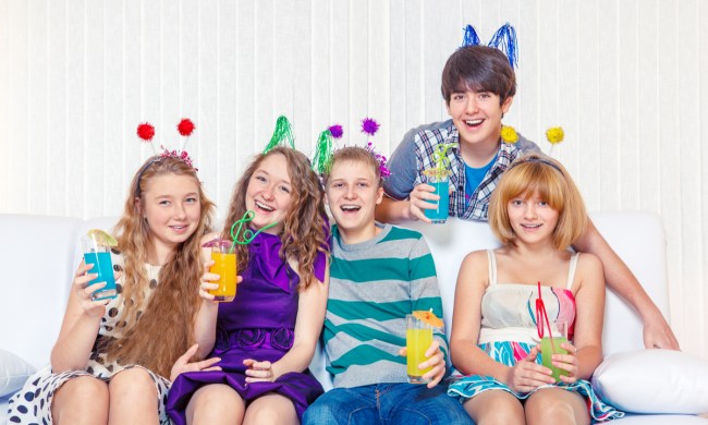 Happy teens at a birthday party