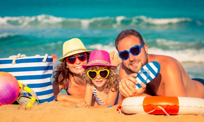 Family having fun at the beach