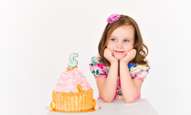 5-year-old girl celebrating her birthday