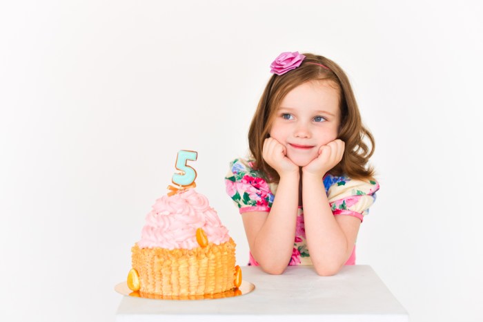5-year-old girl celebrating her birthday