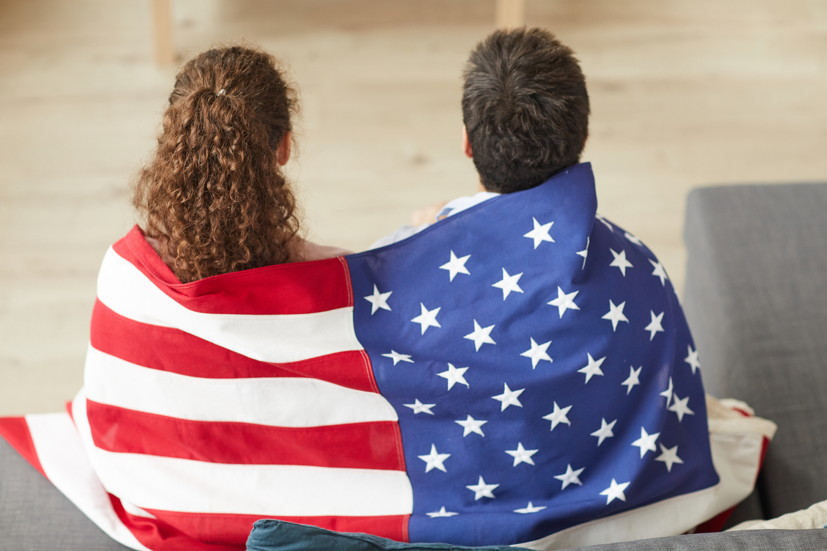 Couple watching a movie on the Fourth of July