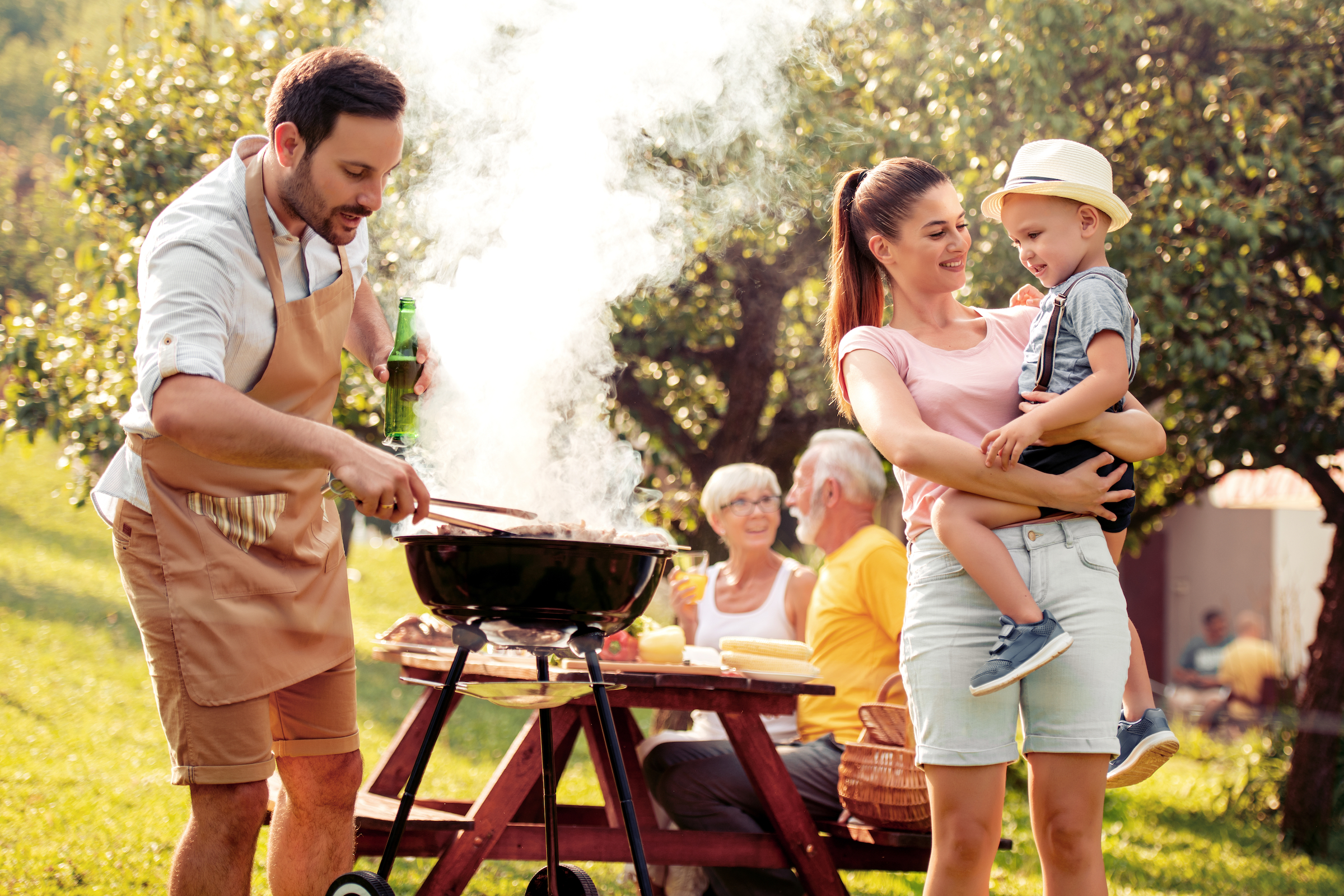 family having a barbecue