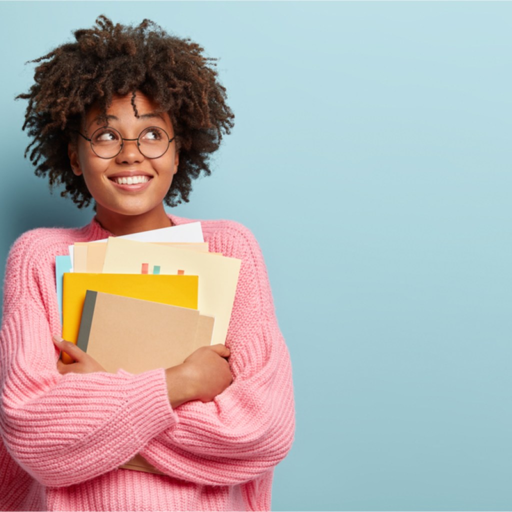Excited freshman girl
