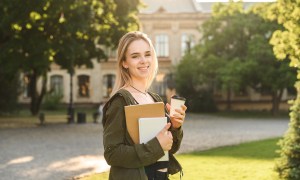 college student on campus
