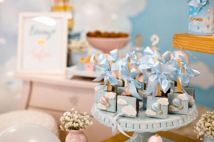Baby shower party favors on a table