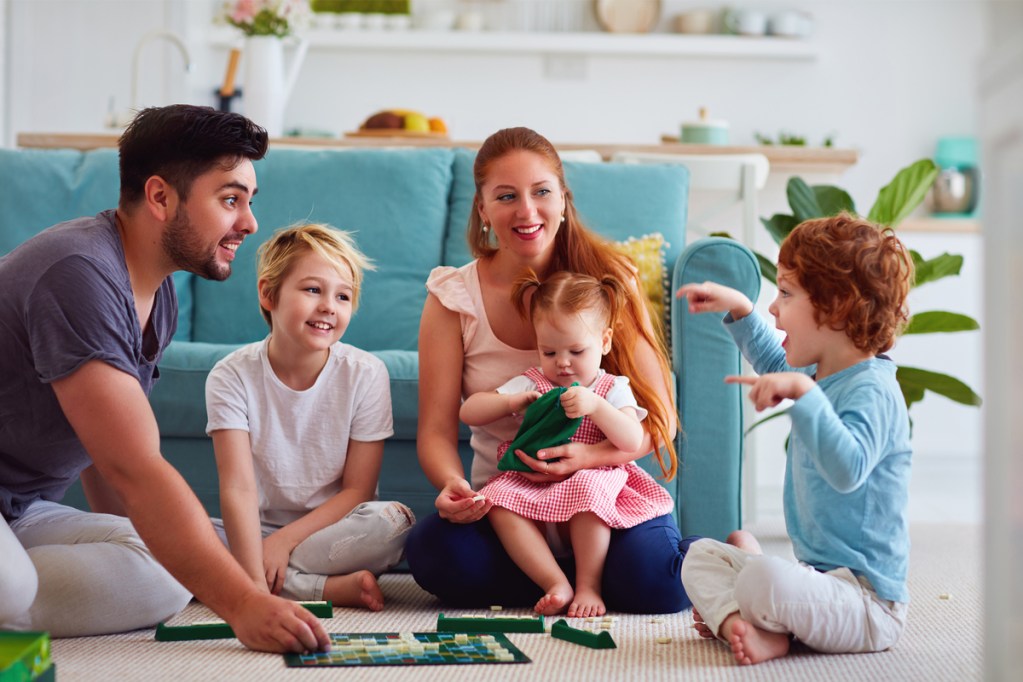 A family playing a game together.