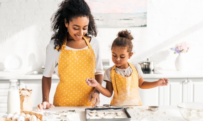 Mom and daughter baking