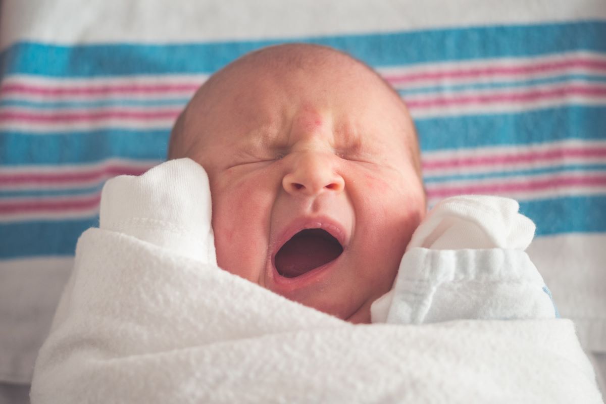Newborn yawning or crying