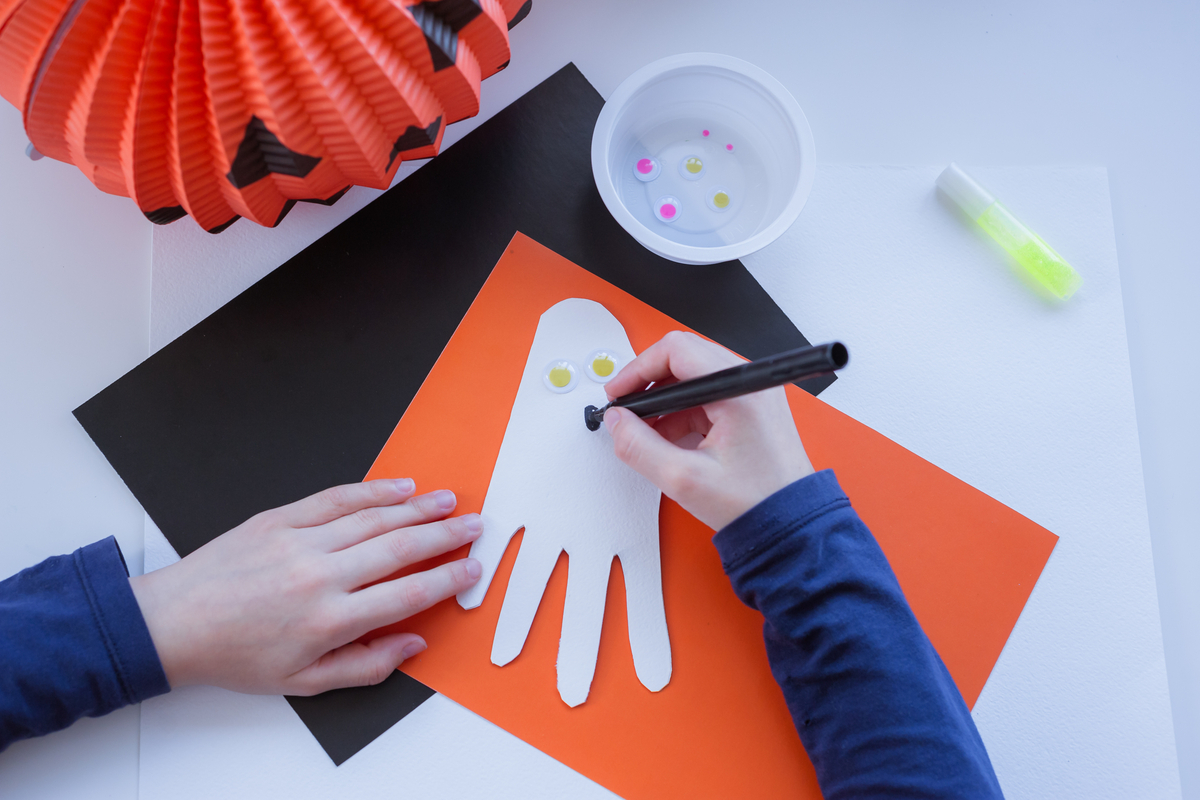 A Halloween craft being worked on