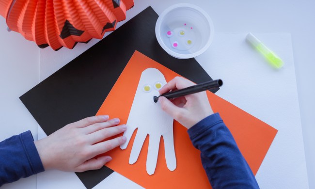 A Halloween craft being worked on.