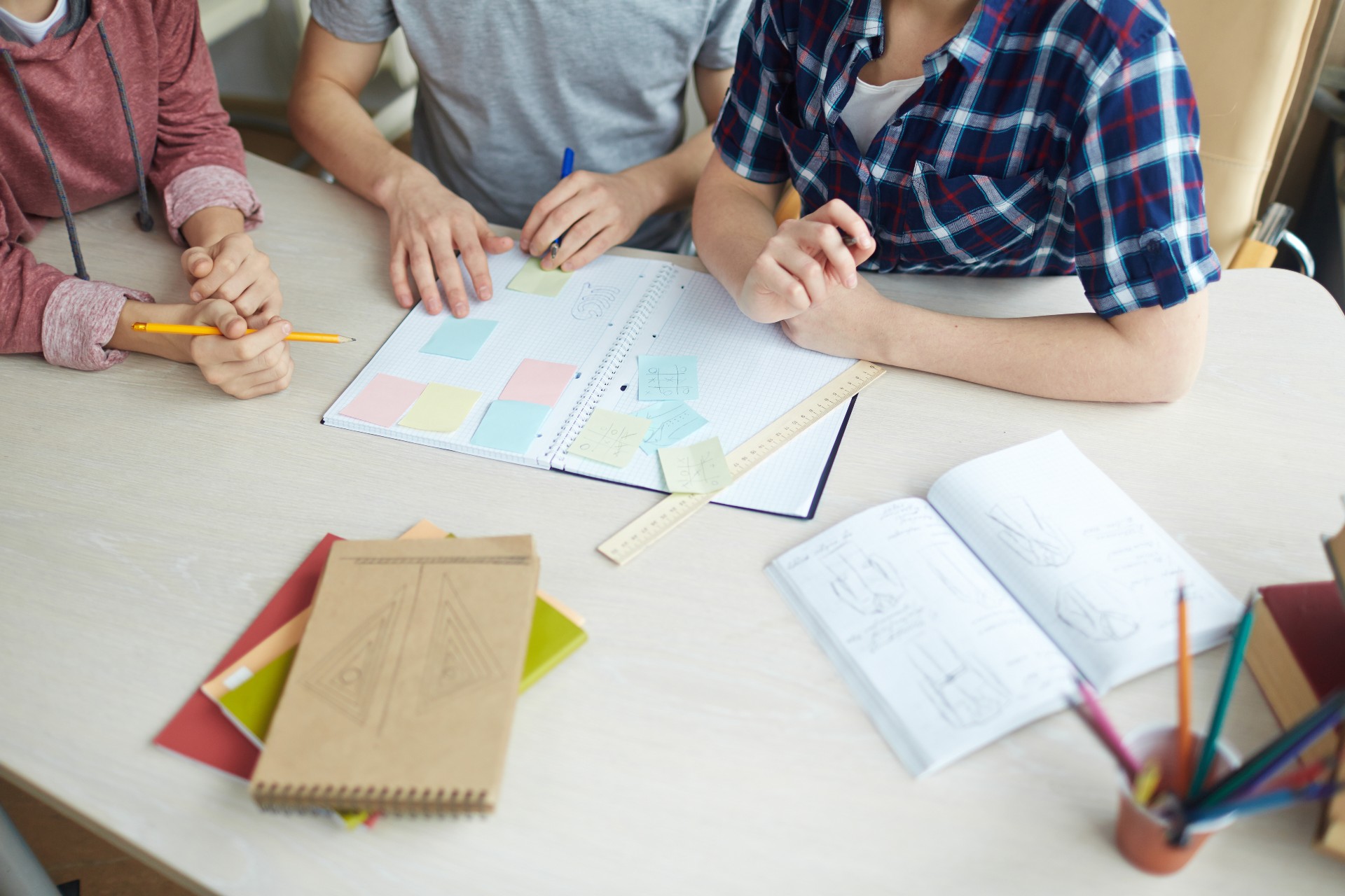 Teens doing homework
