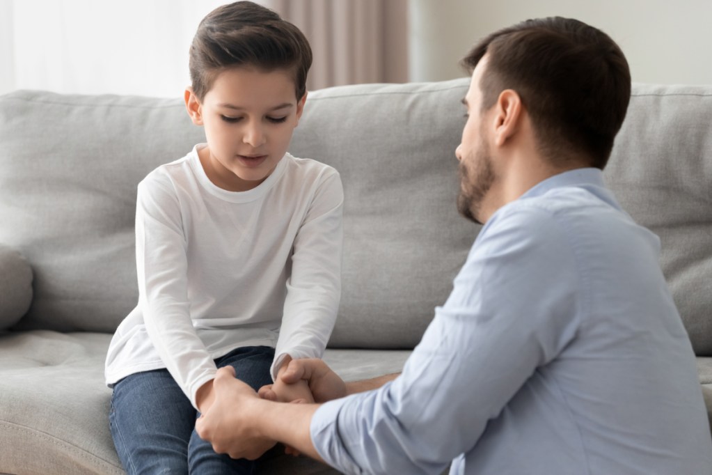 A father having a talk with his son.