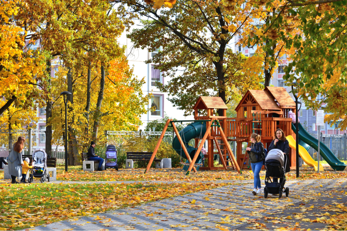 A playground in the autumn