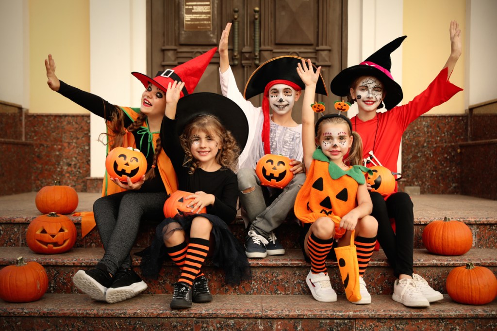 A group of kids ready for Halloween.