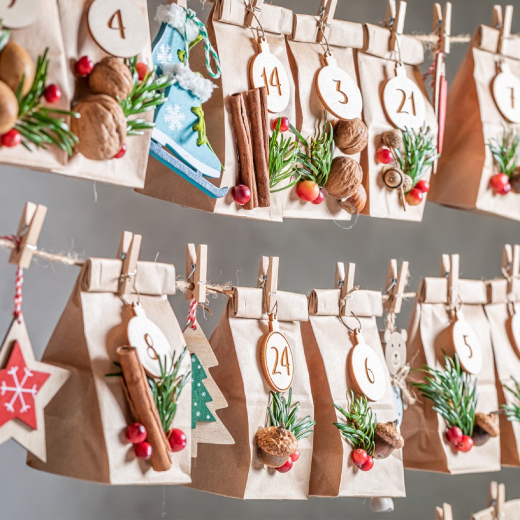 a DIY hanging advent calendar